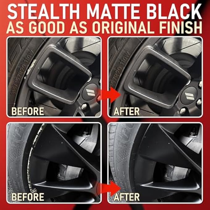 Smaphy WHEEL REPAIR KIT, MATTE BLACK RIM TOUCH UP PAINT, WHEEL TOUCH UP KIT WHEEL PAINT RIM PAINT PEN, QUICK AND EASY REPAIRS ROADSIDE RASHES, RIM PAINT(MATTE BLACK) - Image 3